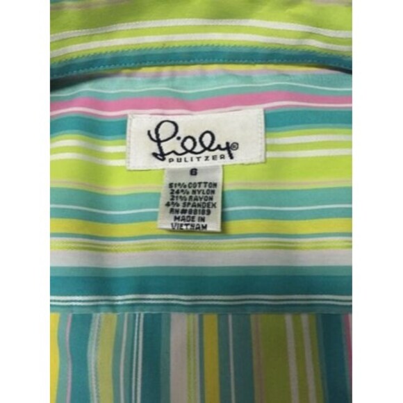 Lilly Pulitzer Women's Shirt Pastel Striped Long Sleeve Blouse Size 6 - Picture 10 of 12